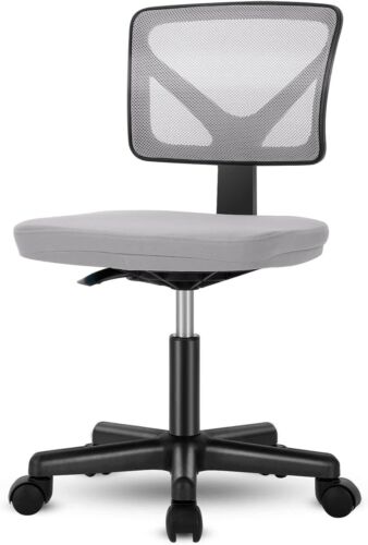 Low-Back Mesh Armless Office Chair,Swivel Rolling Computer Chair No Arms with L