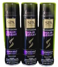 Spa Luxury Professional Volume & Body Super Hold Hair Spray 6 Oz Each 3 Pack