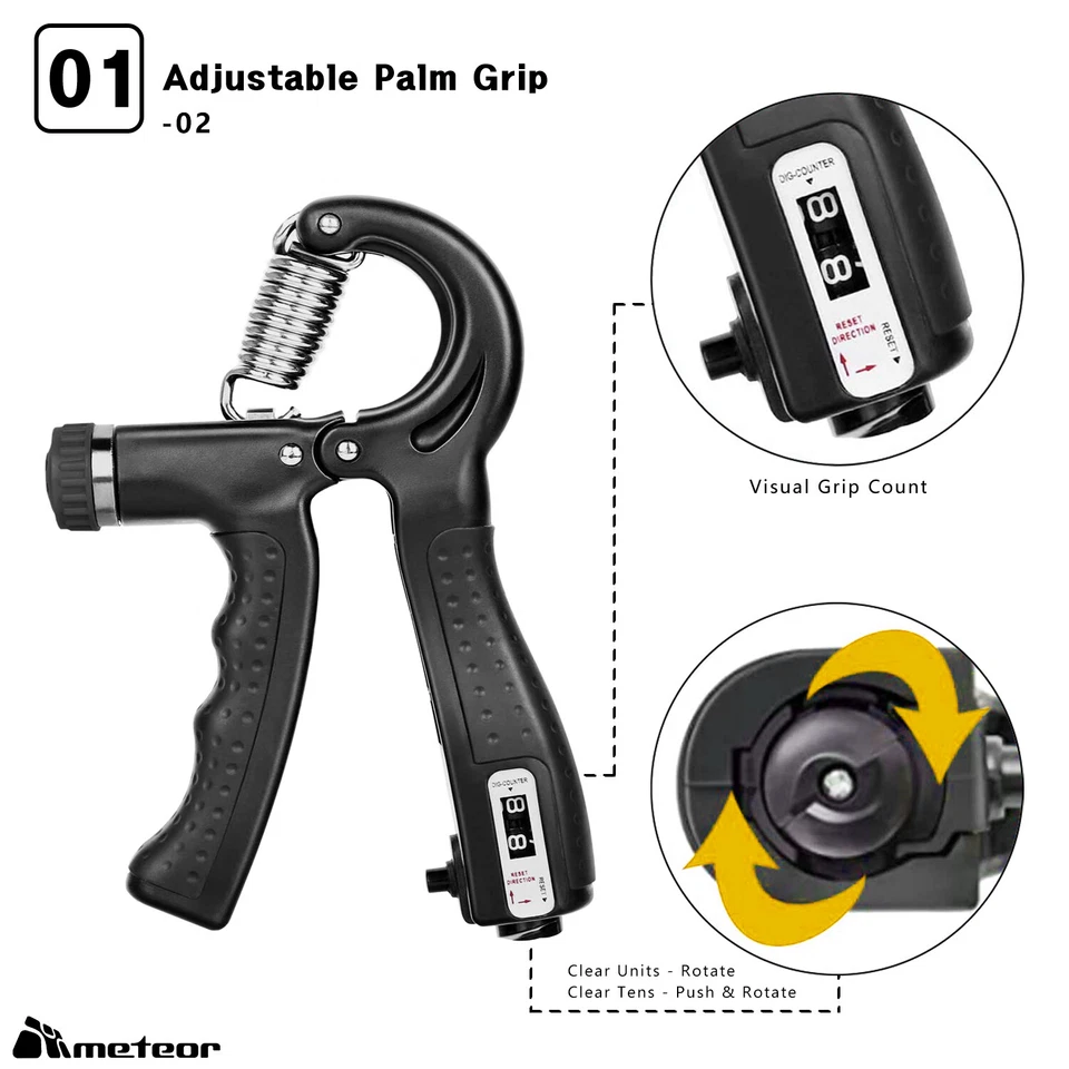 METEOR 5-in-1 Hand Grip Strengthener Set, Forearm & Finger Grip Exercise - image 3 of 4