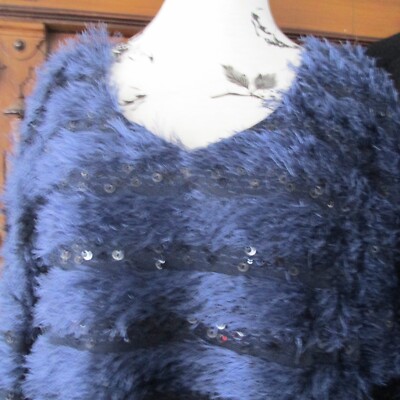 dunkelblauer   Pullover mit Fransen und Pailetten Gr 50 von rick cardona