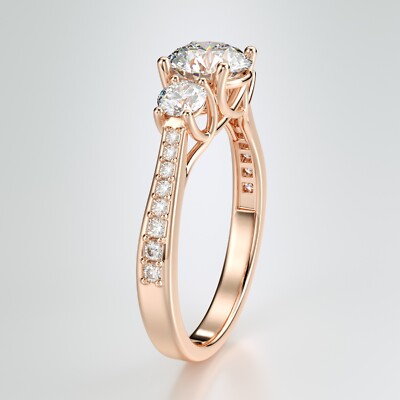 Glamorous Three Stone Moissanite Engagement Ring Emerald Cut 14K Solid Yellow Gold Baguette Wedding Promise Ring