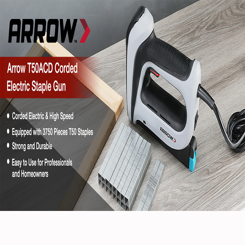 Arrow Electric Staple Gun Kit, Corded Stapler 3750PC T50 1/4" 3/8", 1/2