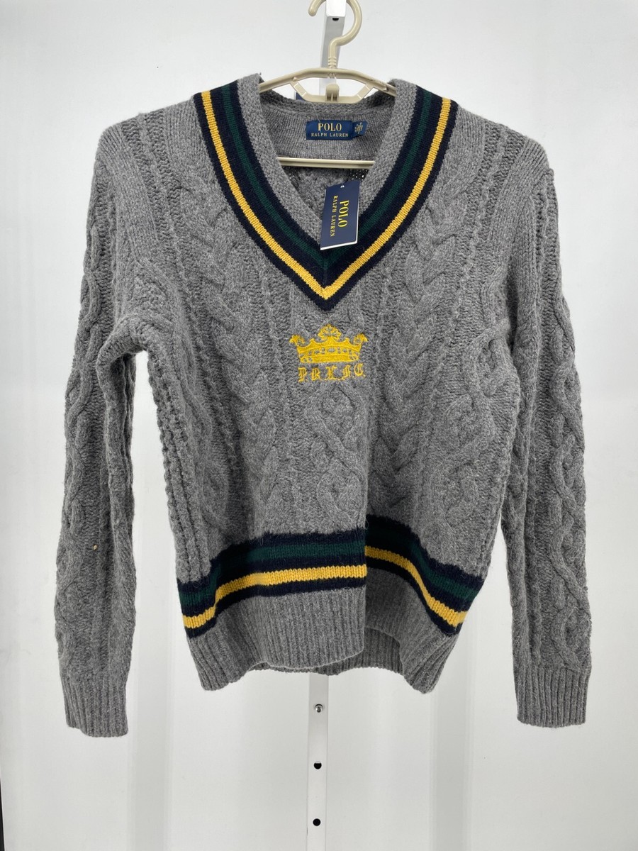 Polo Ralph Lauren Men Sweater XS Gray V Neck Alpaca Blend Wool