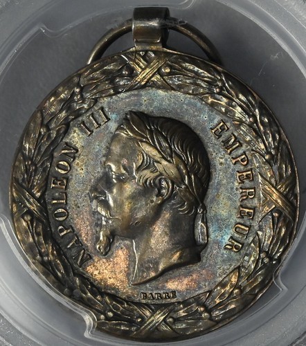 MEXICO/France Silver Expedition Medal 1863 Napoleon III PCGS SP58 - 第 1/3 張圖片