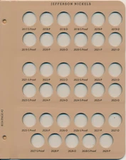 Dansco Coin Album 8114 PAGE 2 ONLY Jefferson Nickel 2017-2029 PDS  Book  5 cent