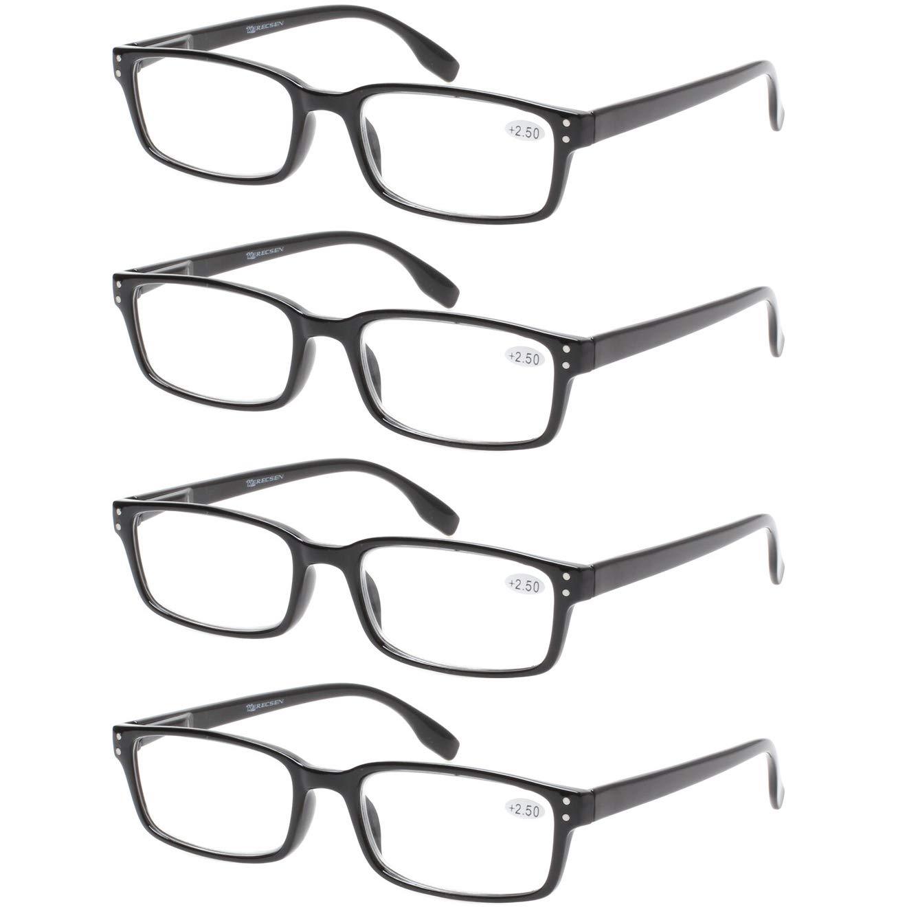 4-Pack Spring Hinge Reading Glasses with Sun Readers for Comfort and Style-image