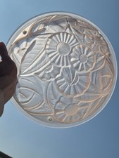 Ancien Vasque plafonnier lustre pâte de verre art nouveau fleurs rose signée...