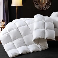 Goose Feather Down Fiber Comforter Size - Ultra Soft 100 Oversized King White