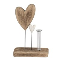 Dekoobjekt Herzen Mit Vase H. 25Cm Naturbraun Aus Holz Formano