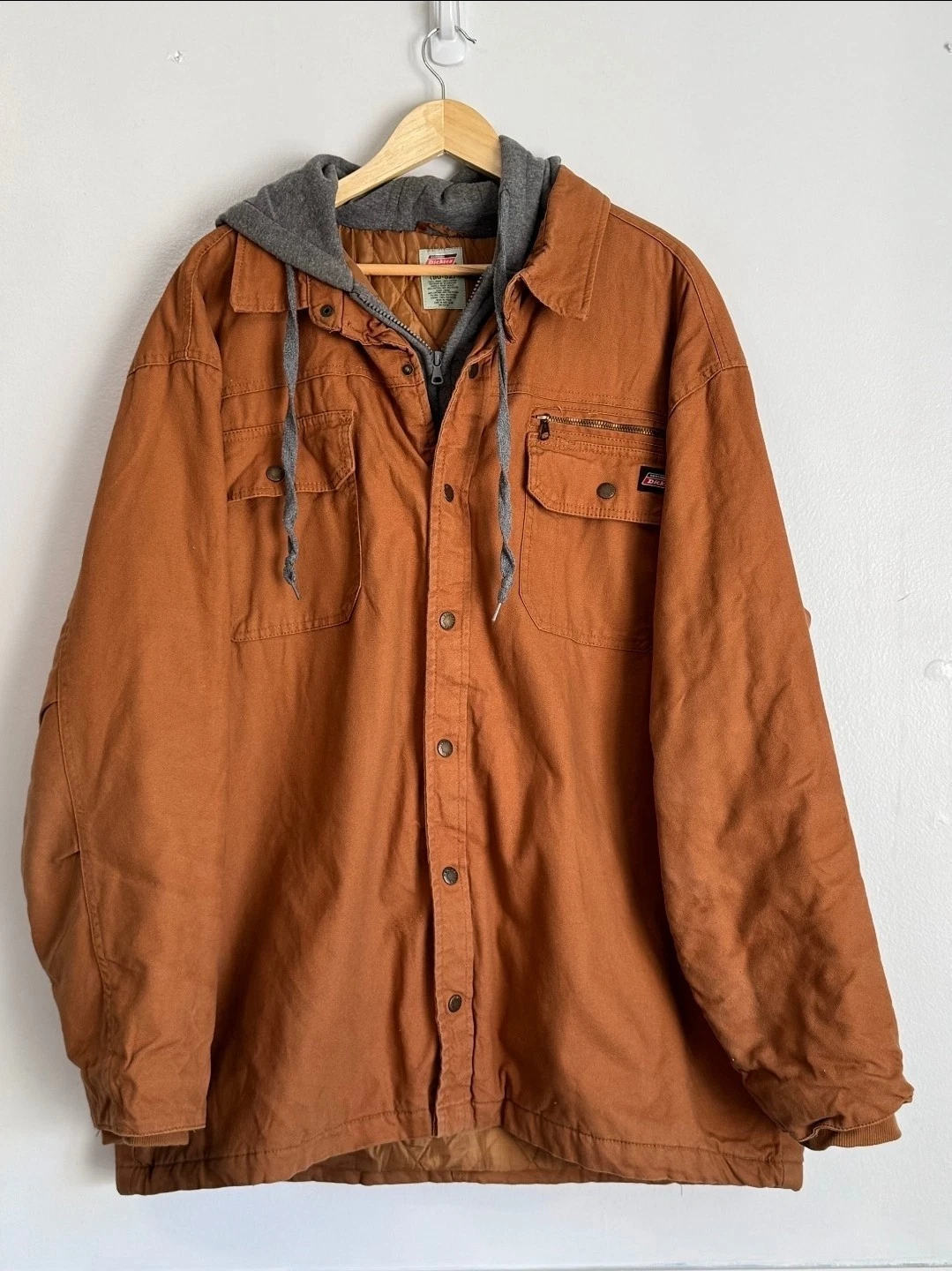 Dickies Men's Utility Jacket Size XXL Rust Brown Hooded Zip Workwear Insulated