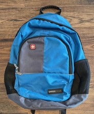 Swissgear Tech Backpack Multi Zip Multi Pocket Blue & Black Padded 18"