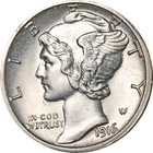 1916-S Mercury Dime - Razor Sharp Bands