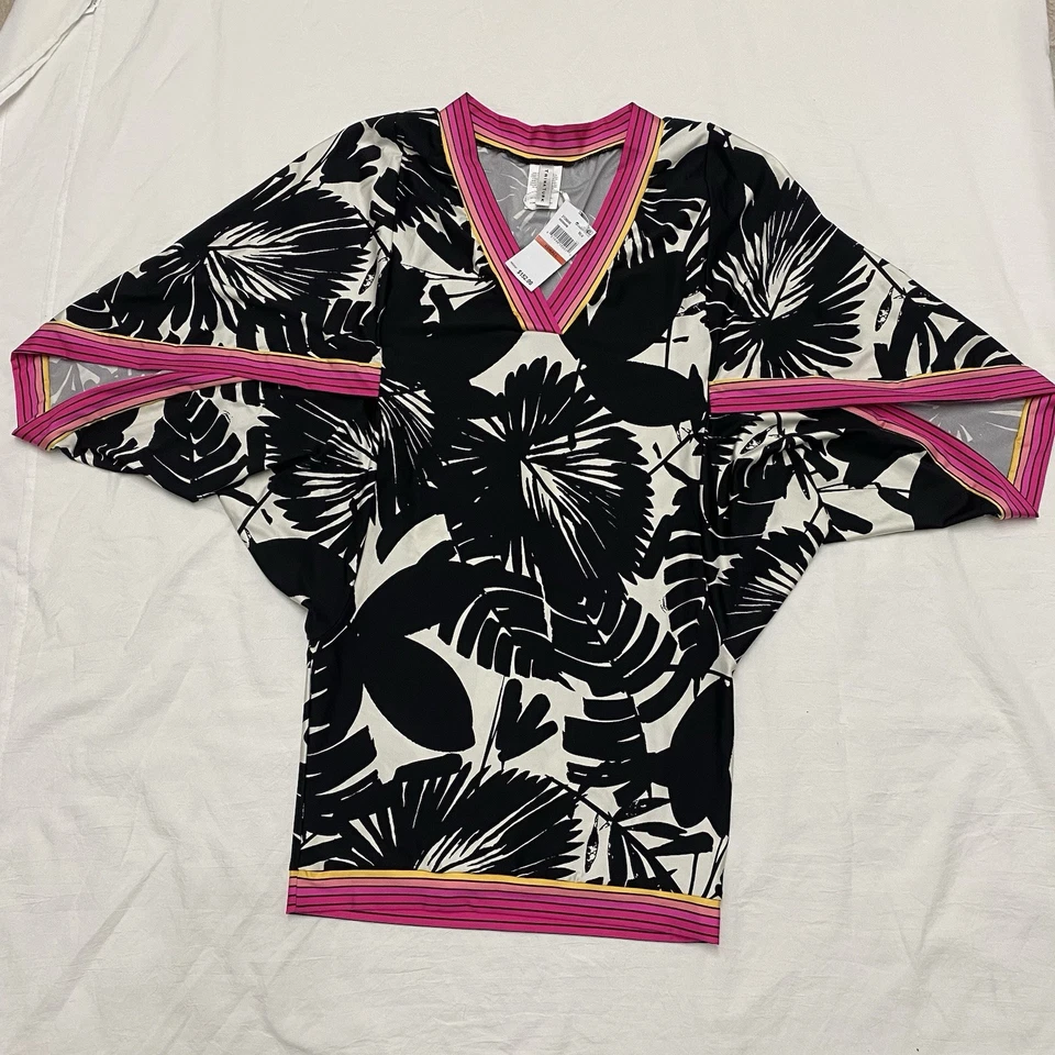 Túnica de natación Trina Turk Lennox blanca y negra para cubrir pareo talla XS NUEVA CON ETIQUETAS Foto 3 de 4