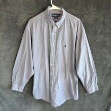 Ralph Lauren Shirt Men 17-32/33 Purple White Gingham Long Sleeve Button Down
