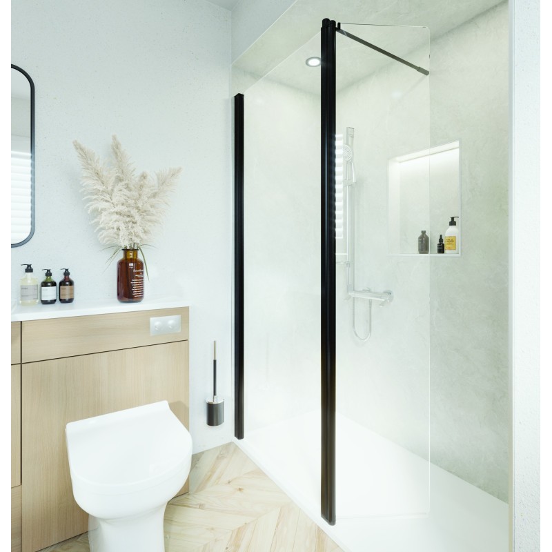 Paroi de douche italienne AKW LevelBest 900x1900 avec son volet pivotant 180° de 40 cm