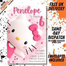 Kitty Birthday Party Invitations Invites Includes Envelopes x12
