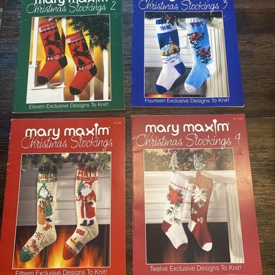 Lot Of 4 Mary Maxim Christmas Stockings Knitting Pattern Booklets Knit Charts