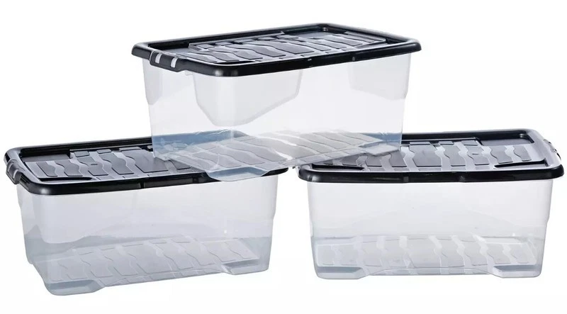 Argos Home Curve 3 x 42L Plastic Boxes With Lid - Clear - Image 2 of 4