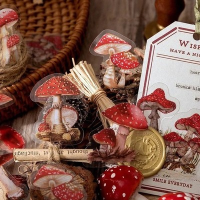 40 Stck. Gänseblümchen Tulpe Blume Pilz PET Aufkleber Sammelalbum Junk Journal Handwerk