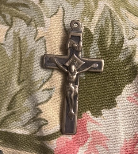 "Collar Crucifijo Francés Cruz Pectoral 31/4"" Alter Servidor Plata Madera Años 1800" - Imagen 1 de 9