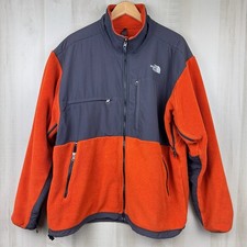 The North Face Men  s Denali Polartec Fleece Full Zip Jacket Orange Gray XL