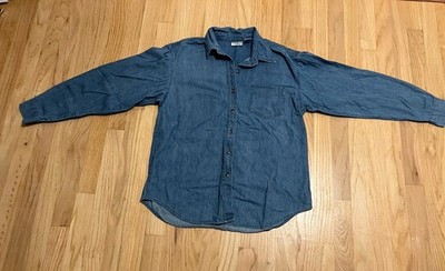 Summit Hill Blue Soft Denim Long Sleeve Button Up Shirt Womens Medium Chambray
