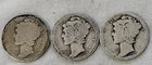 1917,1918,1919 Mercury Dimes in Poor to Fair Condition (3 Coins)