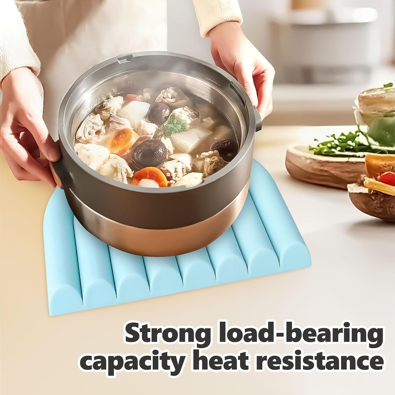 2 Pack Silicone Trivet Mats, Heat Resistant Non-Slip Pot Holders for Kitchen