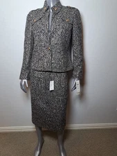 Signature By Larry Levine Women's Suit Jacket And Skirt  Tweed Set