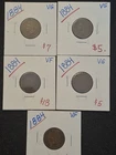 5 High Quality Vintage 1884 Indian Head Cent Penny Coin Collection