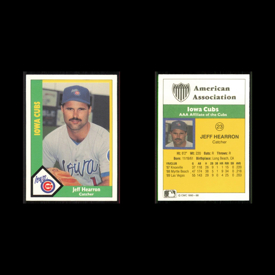 Jeff Hearron #98 1990 CMC Minor League Iowa Cubs Baseball Card MLB NM - Image 3 of 3