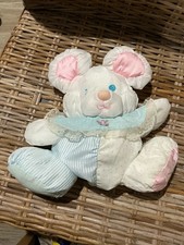 Vintage 1988 Fisher Price Baby Puffalumps Mouse Plush Nylon Toy