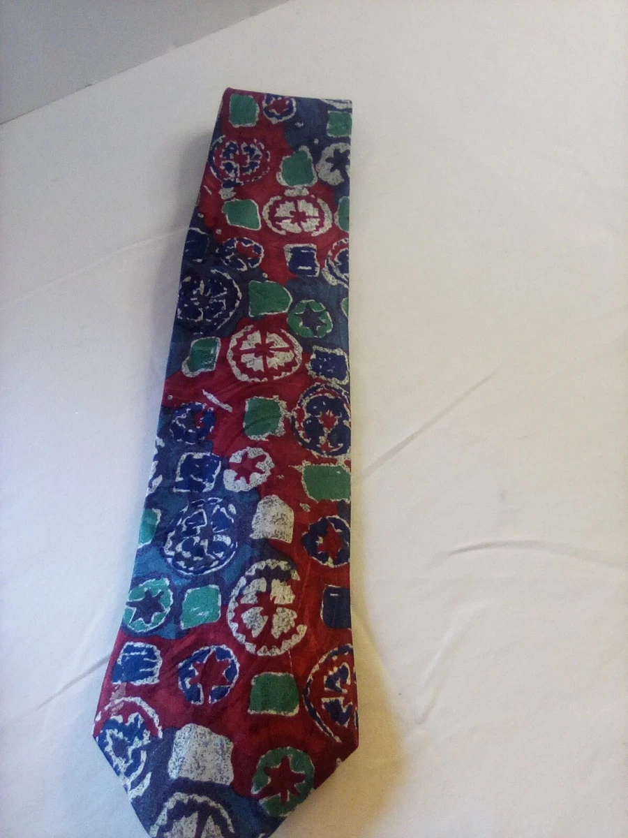 Cravate Enrico Coveri 100% Soie Vintage Homme Multicolore Fabriquée En Italie