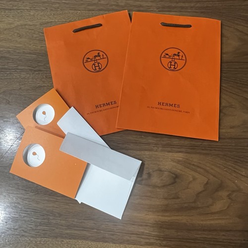 Hermes Empty Shopping Bag with Hermes Card & Envelope (set of 2) 100% Authentic