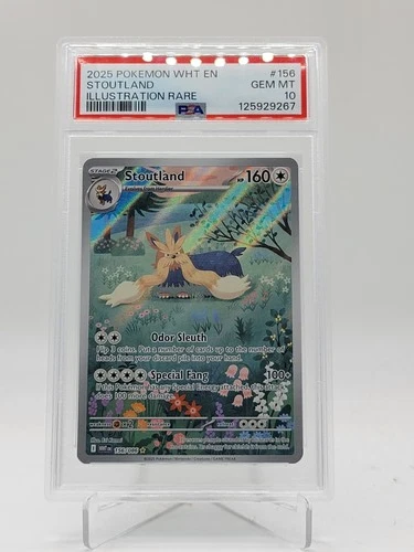 STOUTLAND 2025 POKEMON WHITE FLARE ILLUSTRATION RARE #156 PSA 10 Q0895