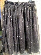 Hell Bunny Womens Flared Rockabilly Black with Gold Stars Skirt - Large/14
