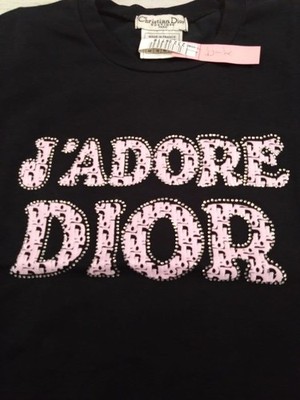 Christian Dior J'Adore Dior Logo T Shirt Black Size 44 USA 14:JP