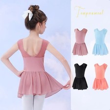 Girls Ballet Dress Sleeveless Dance Leotard Dress Cotton Splice Dance Dress