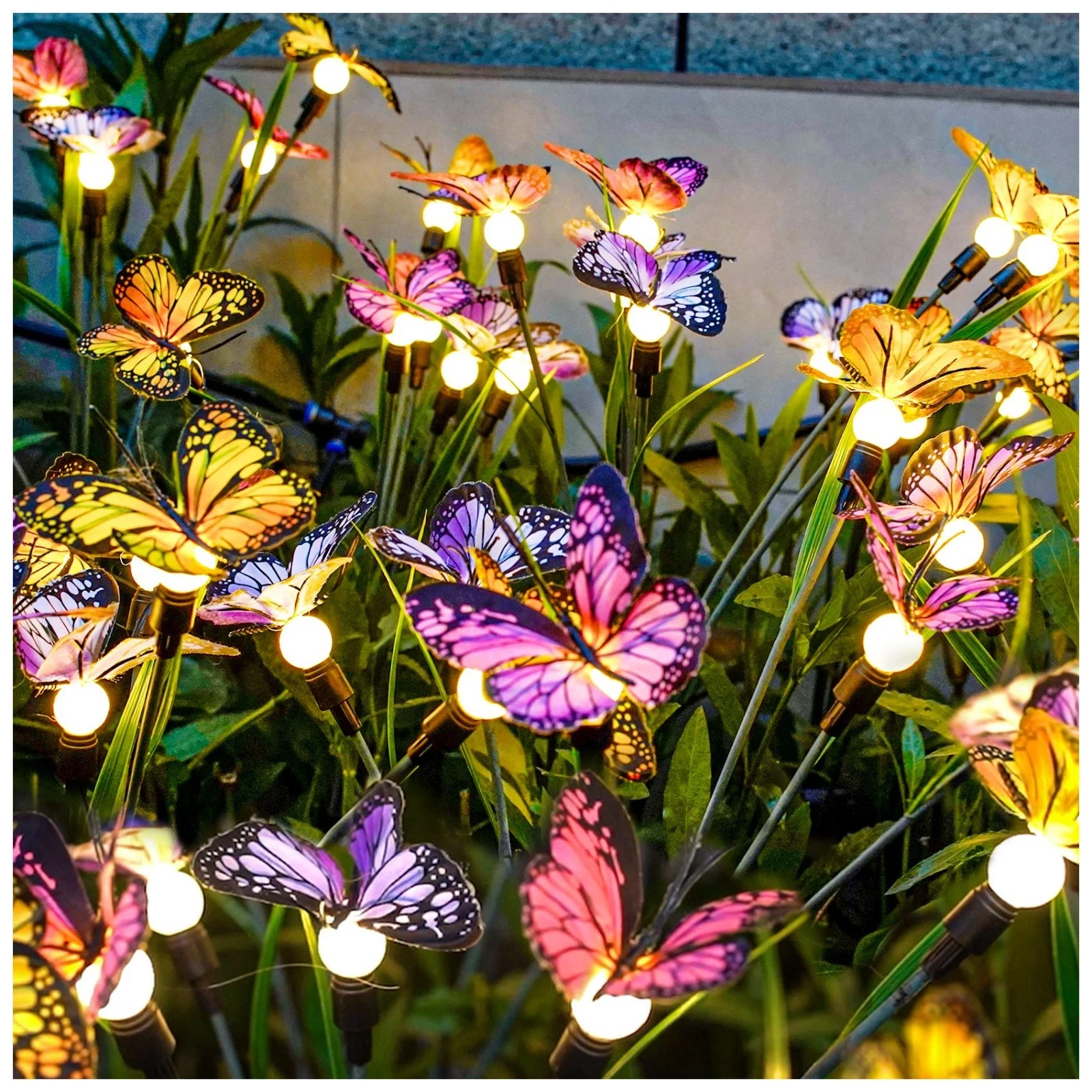 Solar Garden Lights 4 Pack - Swaying Butterfly Outdoor Decor, Flexible Iron Wire