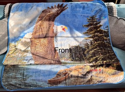 The Northwest Company Heritage Eagle Plush Throw Blanket Western Mountains 50X60