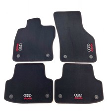 Tappetini auto AUDI A3 8VA-8YA 2012-2024 Sportback  VELLUTO GRIGIO SCURO 4 loghi