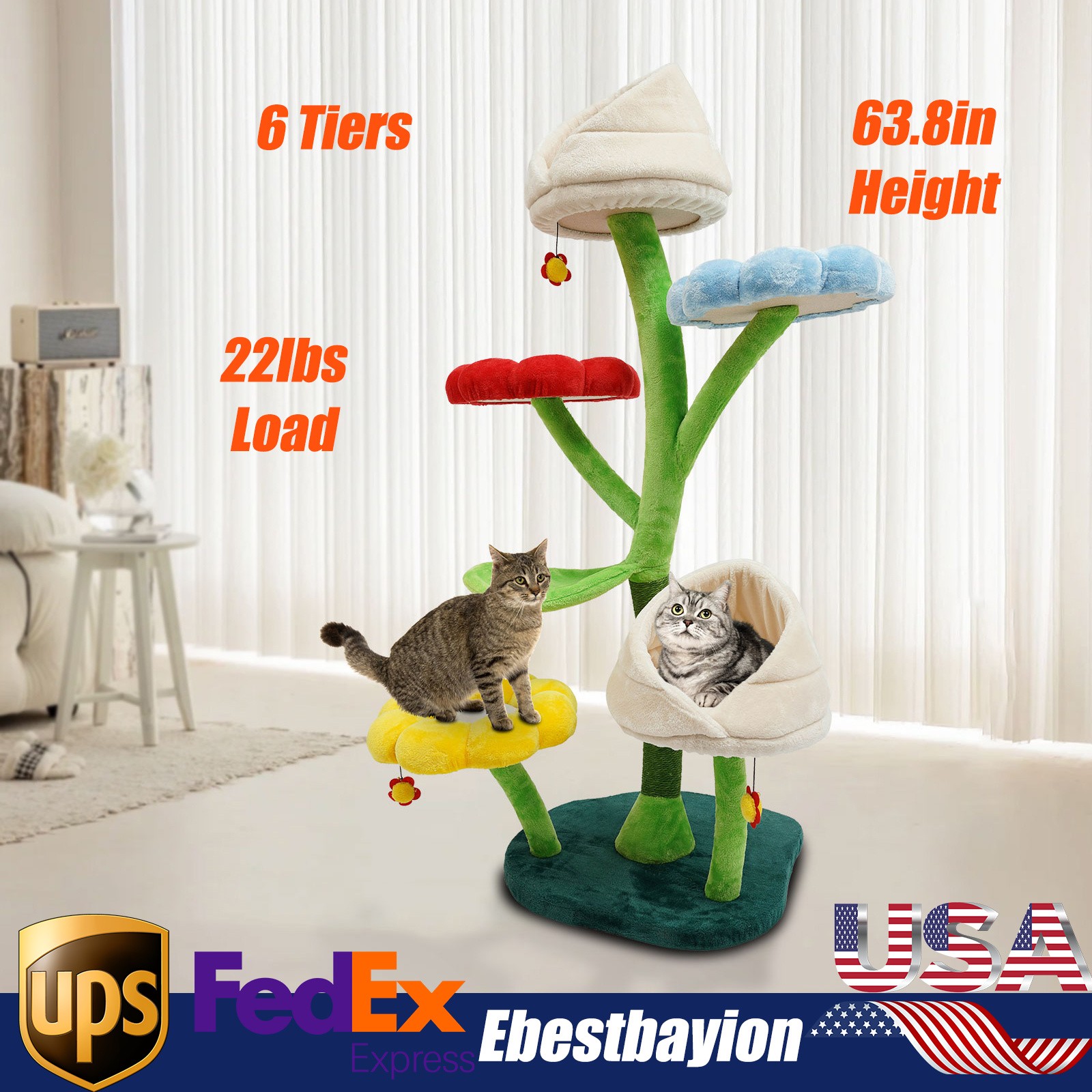 Large Multi-Level Cat Tree Tower with Climbing Frame and Activity Centre
