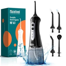 Cordless Water Dental Flosser – 300ML BPA-Free Portable Oral Irrigator, 3 Cle...