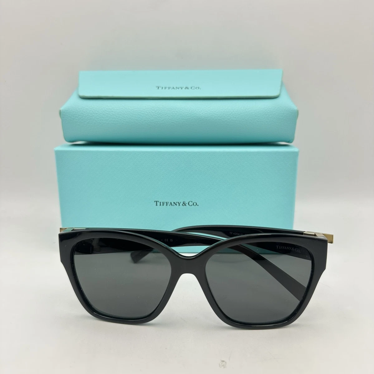 Pre-owned Women Rhinestone Flat Top Black Sunglasses (Volume09.com, Tiffany) TF4242D Tiffany Sunglasses 8055S4 Black On Tiffany Blue  main image 4