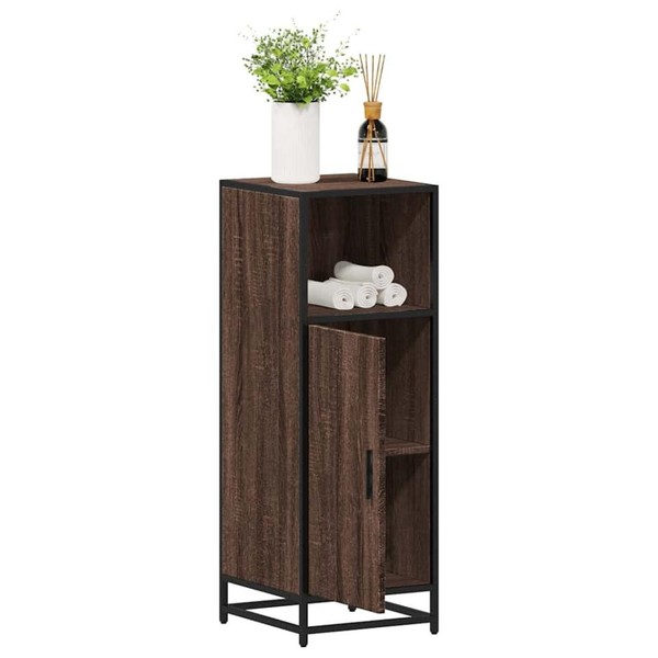 Badschrank Braun Eichen-Optik 35X37,5X100 Cm Holzwerkstoff-image