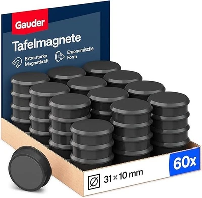 GAUDER Haftmagnete 31mm x 10mm Ferrit Magnete Scheiben Magnettafel Pinnwand Whiteboard