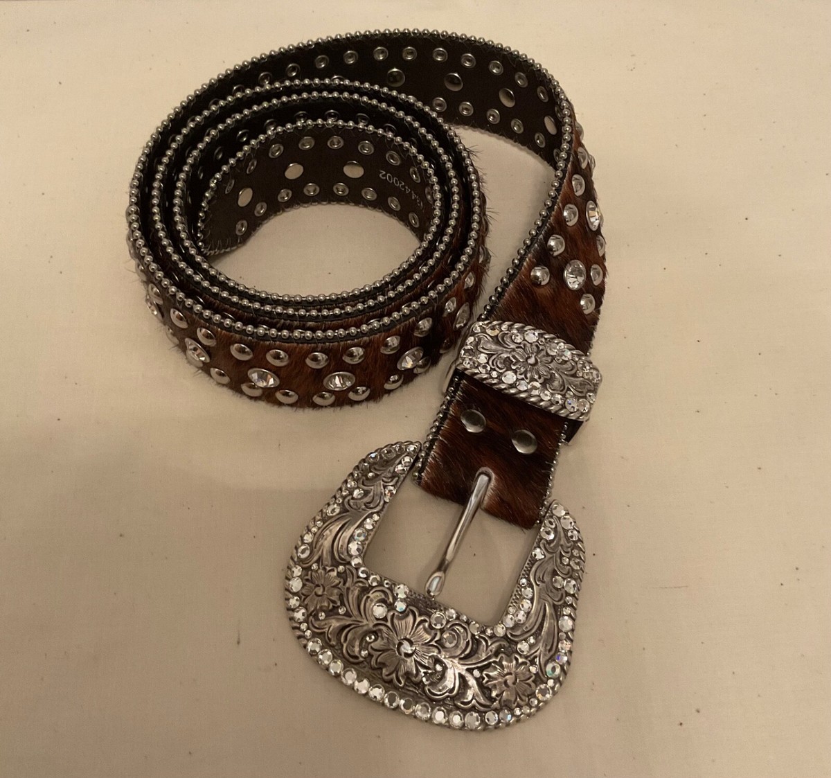 NOCONA ( Women Western Brown Studded Smooth Top Leather Belt  display picture 3