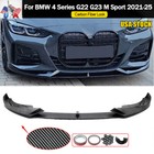 For BMW 4 Series G22 G23 M Sport 2021-25 Front Lip Splitter Carbon Fiber Style