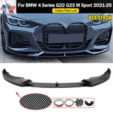 For BMW 4 Series G22 G23 M Sport 2021-25 Front Lip Splitter Carbon Fiber Style