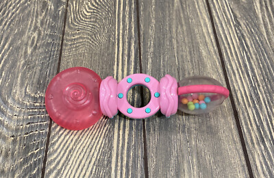Kids II Inc Pink Blue Water Teether Candy Rattle Toy Baby Toddler Kids  P2305